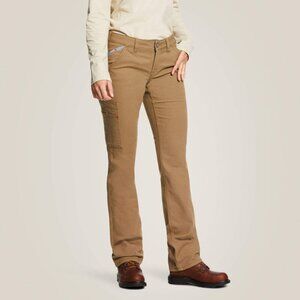 Ariat FR Stretch DuraLight Canvas Stackable Straight Leg Pant, Field Khaki, 31R